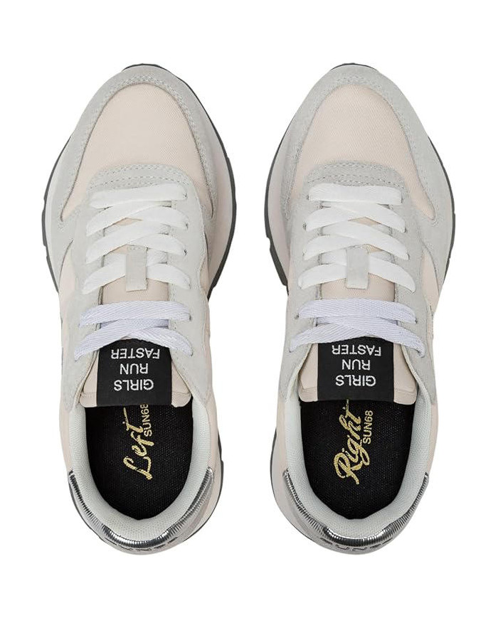 SUN68 Donna Sneakers Basse Poliestere Z45202 beige e argento 
