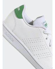 Sneakers Adidas Advantage K GY6995 bianche con lacci e retro verde 
