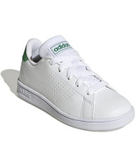 Sneakers Adidas Advantage K GY6995 bianche con lacci e retro verde 

