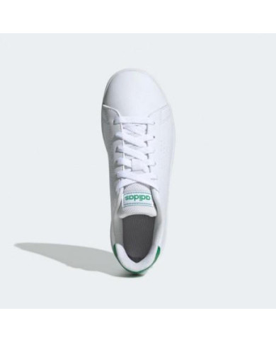 Sneakers Adidas Advantage K GY6995 bianche con lacci e retro verde 
