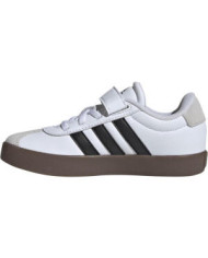 ADIDAS VL COURT 3.0 EL C ID9155 SCARPETTE BAMBINI COLOR BIANCO E STRISCE NERE, PUNTA SCAMOSCIATA 
