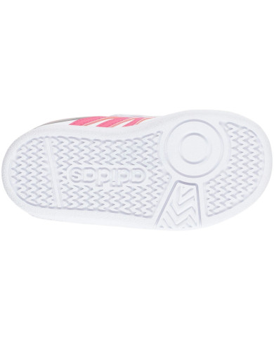 ADIDAS HOOPS 4.0 CF I JI0910 SCARPETTE PER BAMBINA COLORE BIANCA CON STRISCE ROSA E UN PICCOLO BORDINO COLOR BEIGE CHIUSURA A ST
