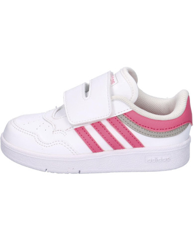 ADIDAS HOOPS 4.0 CF I JI0910 SCARPETTE PER BAMBINA COLORE BIANCA CON STRISCE ROSA E UN PICCOLO BORDINO COLOR BEIGE CHIUSURA A ST