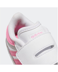ADIDAS HOOPS 4.0 CF I JI0910 SCARPETTE PER BAMBINA COLORE BIANCA CON STRISCE ROSA E UN PICCOLO BORDINO COLOR BEIGE CHIUSURA A ST