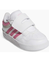 ADIDAS HOOPS 4.0 CF I JI0910 SCARPETTE PER BAMBINA COLORE BIANCA CON STRISCE ROSA E UN PICCOLO BORDINO COLOR BEIGE CHIUSURA A ST