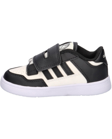 ADIDAS RAPID COURT CF I JS3546 SCARPETTE PER BAMBINI COLORE NERO E BIANCO E STRISCE NERE.
