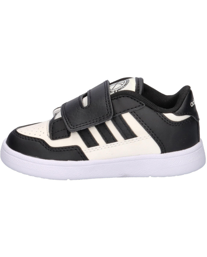 ADIDAS RAPID COURT CF I JS3546 SCARPETTE PER BAMBINI COLORE NERO E BIANCO E STRISCE NERE.
