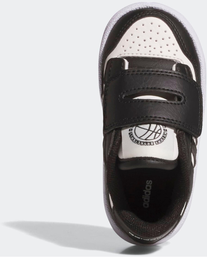 ADIDAS RAPID COURT CF I JS3546 SCARPETTE PER BAMBINI COLORE NERO E BIANCO E STRISCE NERE.
