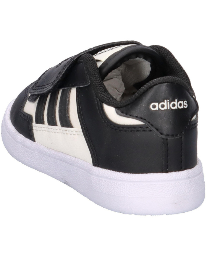 ADIDAS RAPID COURT CF I JS3546 SCARPETTE PER BAMBINI COLORE NERO E BIANCO E STRISCE NERE.
