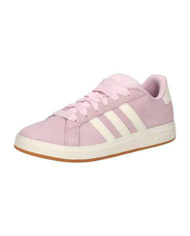 ADIDAS GRAND COURT 00S K JP5895 scarpette da donna colore rosa e con lacci con strisce bianche e con scritta dorata 
