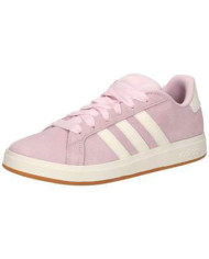ADIDAS GRAND COURT 00S K JP5895 scarpette da donna colore rosa e con lacci con strisce bianche e con scritta dorata 
