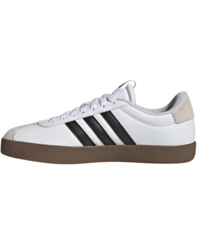Scarpe da ginnastica ADIDAS VL COURT 3.0 ID6285 bianca e nera con suola marrone. 
