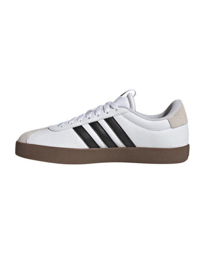 Scarpe da ginnastica ADIDAS VL COURT 3.0 ID6285 bianca e nera con suola marrone. 
