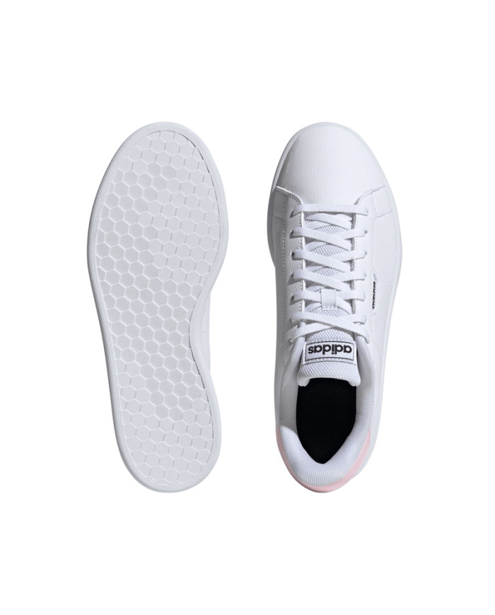 Scarpe da ginnastica ADIDAS URBAN COURT IF4092 bianche con dettaglio rosa posteriormente 
