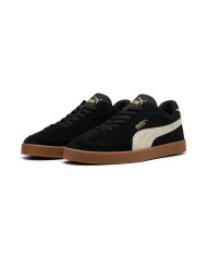 Sneakers PUMA CLUB II ERA SUEDE 400717 in alternanza di camoscio nero e pelle nera, con suola marrone. 
