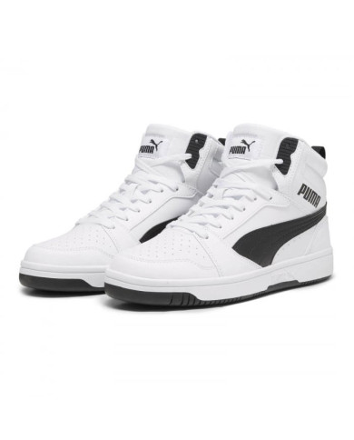 PUMA a collo alto bianche con dettagli neri REBOUND V6 392326 02
