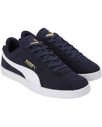 Sneakers PUMA CLUB II JR 398886 in camoscio nero e suola bianca. 

