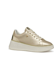 Sneakers dalla linea elegante GEOX D SUNNETTY A D55YHA oro e bianche con cerniera laterale e lacci 
