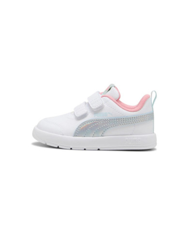 SNEAKERS BAMBINA PUMA COURTFLEXV3 SPACEBELLE VINF 404346 01 BIANCA E ROSA CON STRAPPO 

