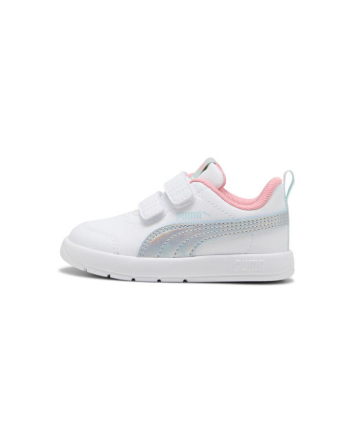 SNEAKERS BAMBINA PUMA COURTFLEXV3 SPACEBELLE VINF 404346 01 BIANCA E ROSA CON STRAPPO 

