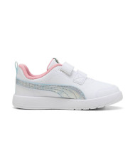 SNEAKERS BAMBINA PUMA COURTFLEXV3 SPACEBELLE VINF 404346 01 BIANCA E ROSA CON STRAPPO 

