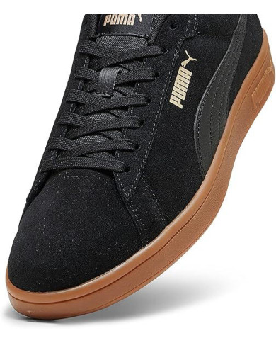 SCARPE DA GINNASTICA PUMA SMASH 3.0 390984 10 UNISEX NERE IN CAMOSCIO SINETICO E SUOLA MARRONE 
