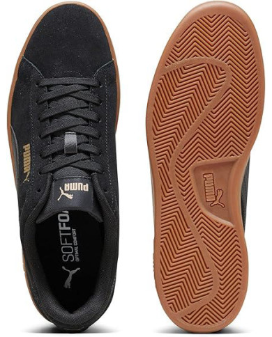 SCARPE DA GINNASTICA PUMA SMASH 3.0 390984 10 UNISEX NERE IN CAMOSCIO SINETICO E SUOLA MARRONE 
