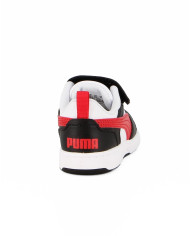 scarpe da ginnastica da bambini PUMA REBOUND V6 LO AC+INF 397420 04 bianche, nere e rosse 
