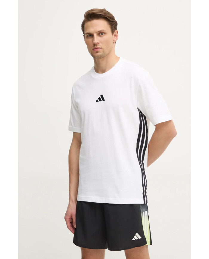 adidas t-shirt in cotone Essentials cn tre strisce laterali 
