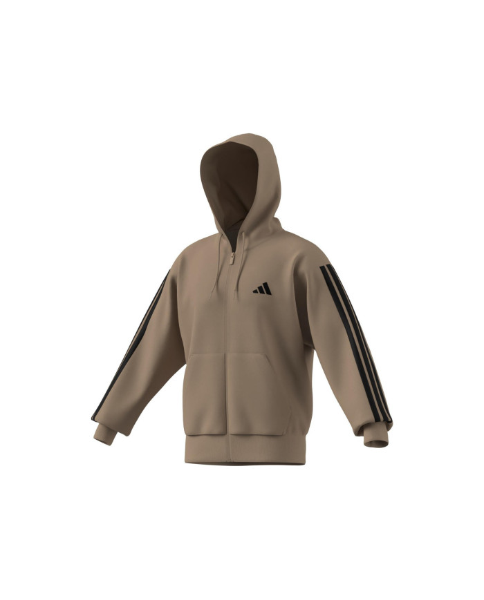 ADIDAS Giacca JX0745 con cappuccio, chiusura a zip con tre strisce iconiche laterali nere e logo Adidas 
