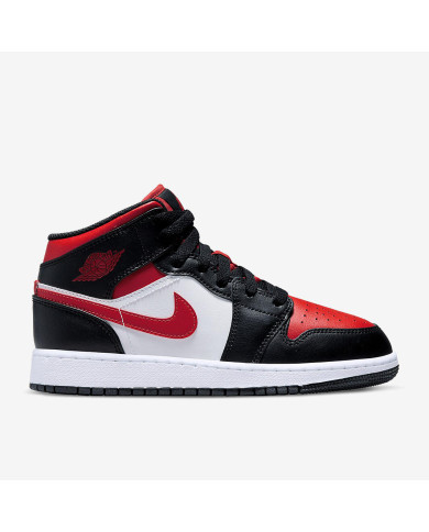 NIKE AIR JORDAN 1 MID UOMO a collo alto nere rosse e bianche 
