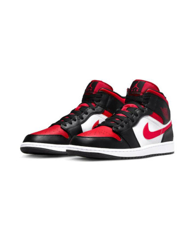 NIKE AIR JORDAN 1 MID UOMO a collo alto nere rosse e bianche 
