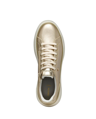 Sneakers dalla linea elegante GEOX D SUNNETTY A D55YHA oro e bianche con cerniera laterale e lacci 
