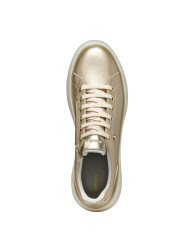 Sneakers dalla linea elegante GEOX D SUNNETTY A D55YHA oro e bianche con cerniera laterale e lacci 
