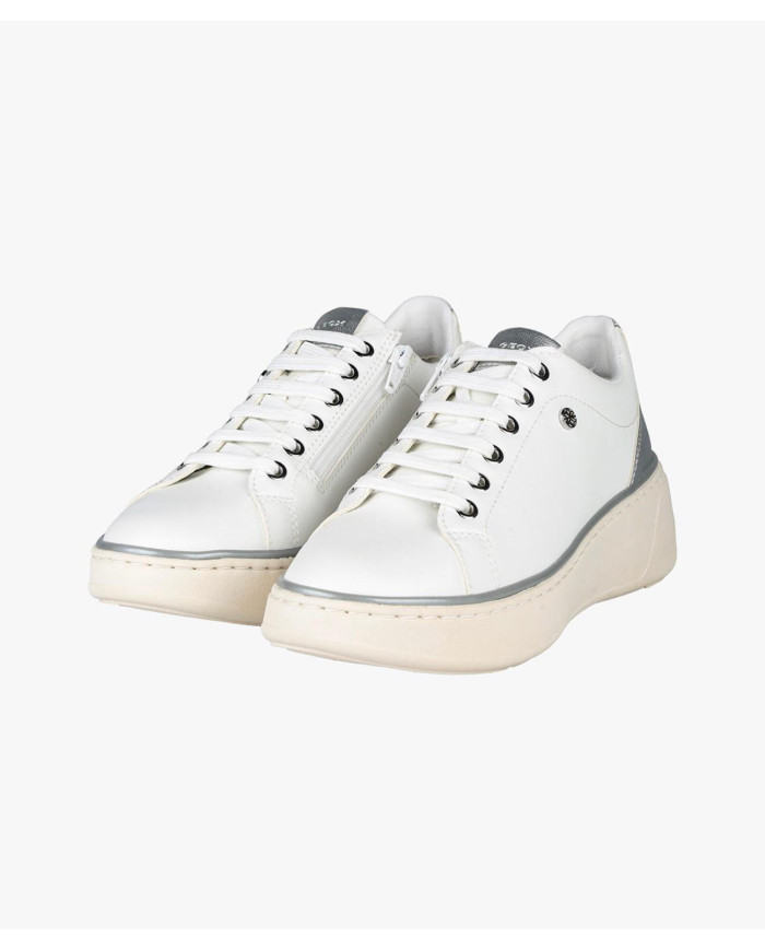 Sneakers dalla linea elegante GEOX D SUNNETTY A D55YHA oro e bianche con cerniera laterale e lacci 
