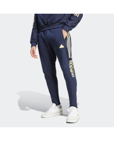 ADIDAS PANTALONI Felpati blu con dettagli iconici gialli IW5946
