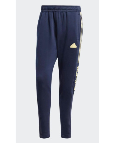 ADIDAS PANTALONI Felpati blu con dettagli iconici gialli IW5946
