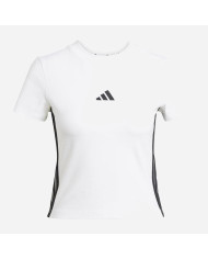 ADIDAS t-shirt w 3s sj BIANCA CON STRISCE ICONICHE NERE E LOGO RICAMATO 
