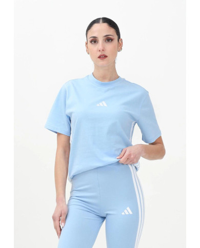 ADIDAS PERFORMANCE T-shirt a manica corta Essentials 3-Stripes Slim azzurra da donna
