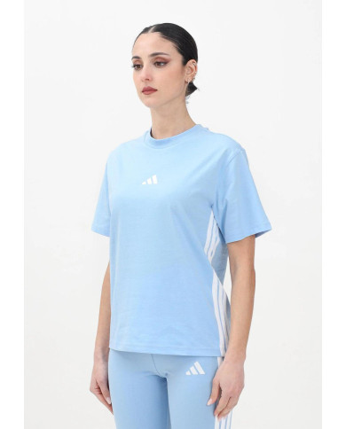 ADIDAS PERFORMANCE T-shirt a manica corta Essentials 3-Stripes Slim azzurra da donna
