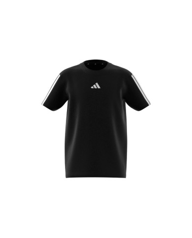 ADIDAS T-SHIRT JI0946 BAMBINI NERE IN COTONE CON RIFINITURE BIANCHE 
