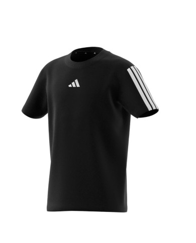 ADIDAS T-SHIRT JI0946 BAMBINI NERE IN COTONE CON RIFINITURE BIANCHE 
