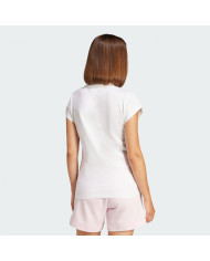 Adidas sportswear Essentials Linear Maglietta in cotone totalmente bianca con logo nero stampato
