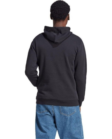 Adidas Man Essentials 3 strisce Hoodie black con logo ricamato IB4028
