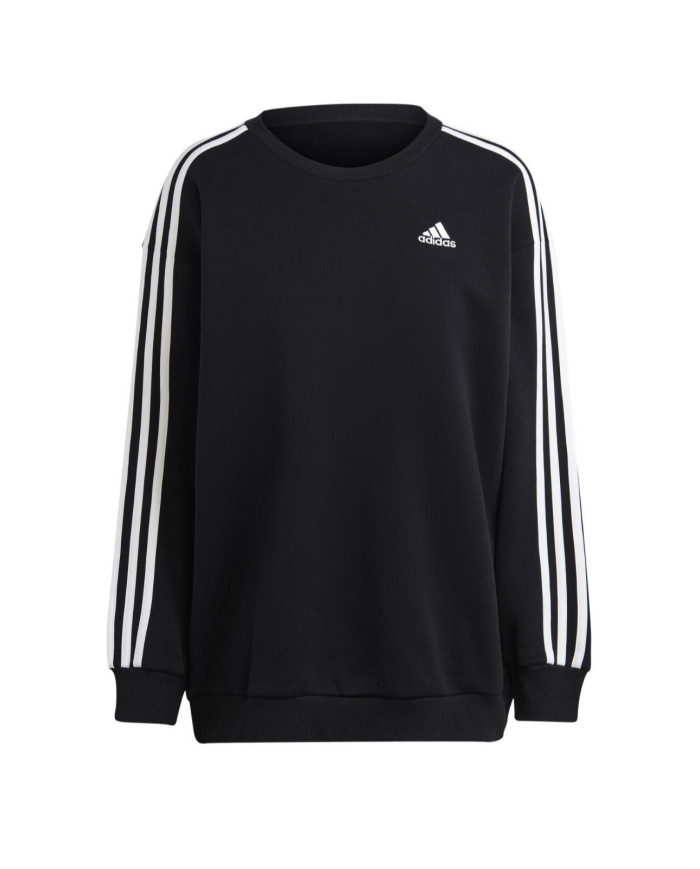 Adidas felpa nera a girocollo con maniche a pipistrello con interno in pile 
