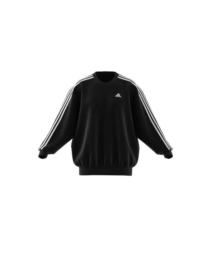 Adidas felpa nera a girocollo con maniche a pipistrello con interno in pile 
