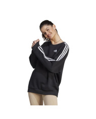 Adidas felpa nera a girocollo con maniche a pipistrello con interno in pile 
