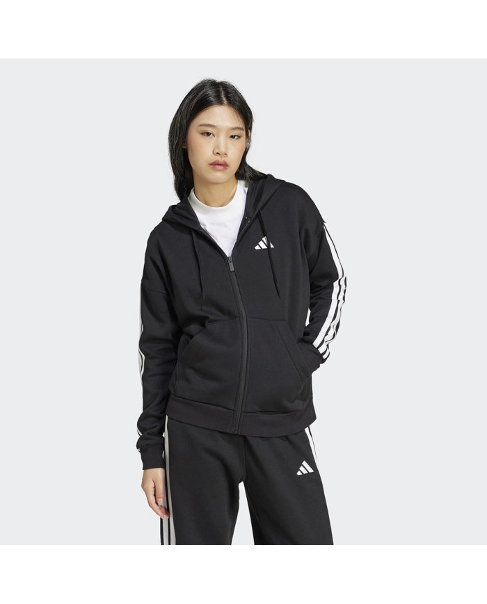 Adidas Essentials Felpa con cappuccio in pile con zip a 3 strisce
