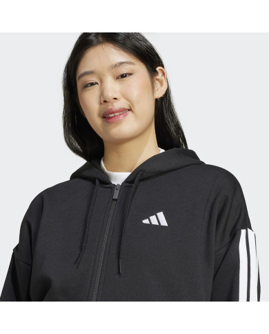 Adidas Essentials Felpa con cappuccio in pile con zip a 3 strisce
