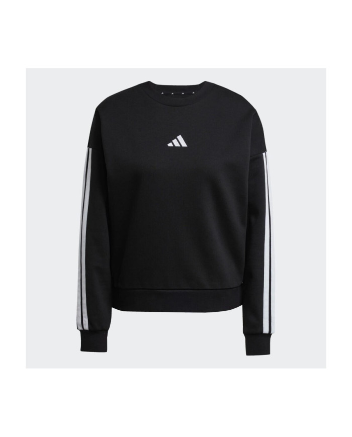 Essentials Felpa Adidas in pile a 3 strisce iconiche laterali e logo ricamato
